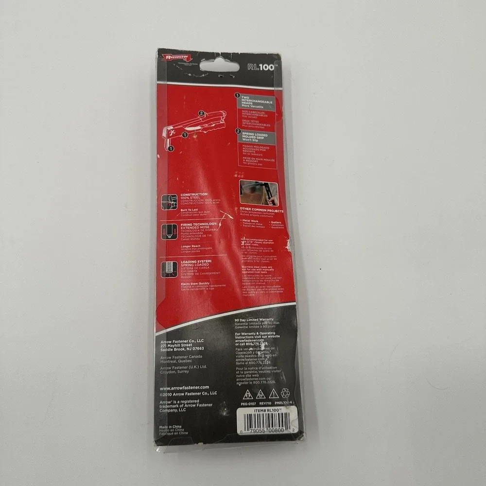 New Sealed Arrow Rivet Tool Model RL100 Aluminum/Steel Rivets